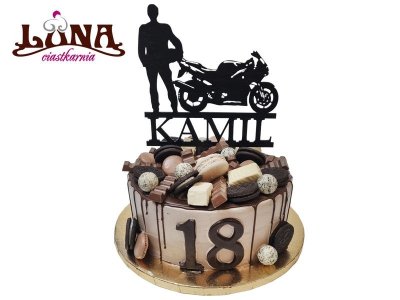 EX 237 Tort dla motocyklisty, Tort na 18, Tort z topperem personalizowany